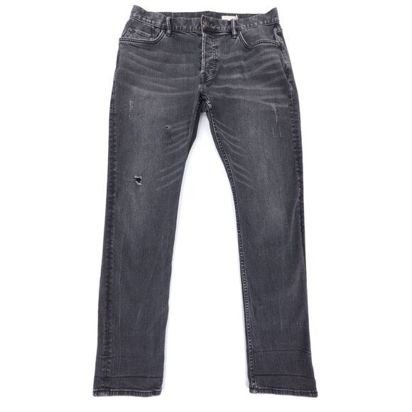 ALLSAINTS Rex Slim Fit Jeans 90s Grunge Y2k Black Distressed Denim Streetwear 34